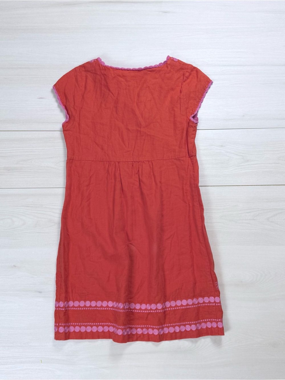 Boden Red linen Dress with Pink Embroidery - Picture 5 of 5